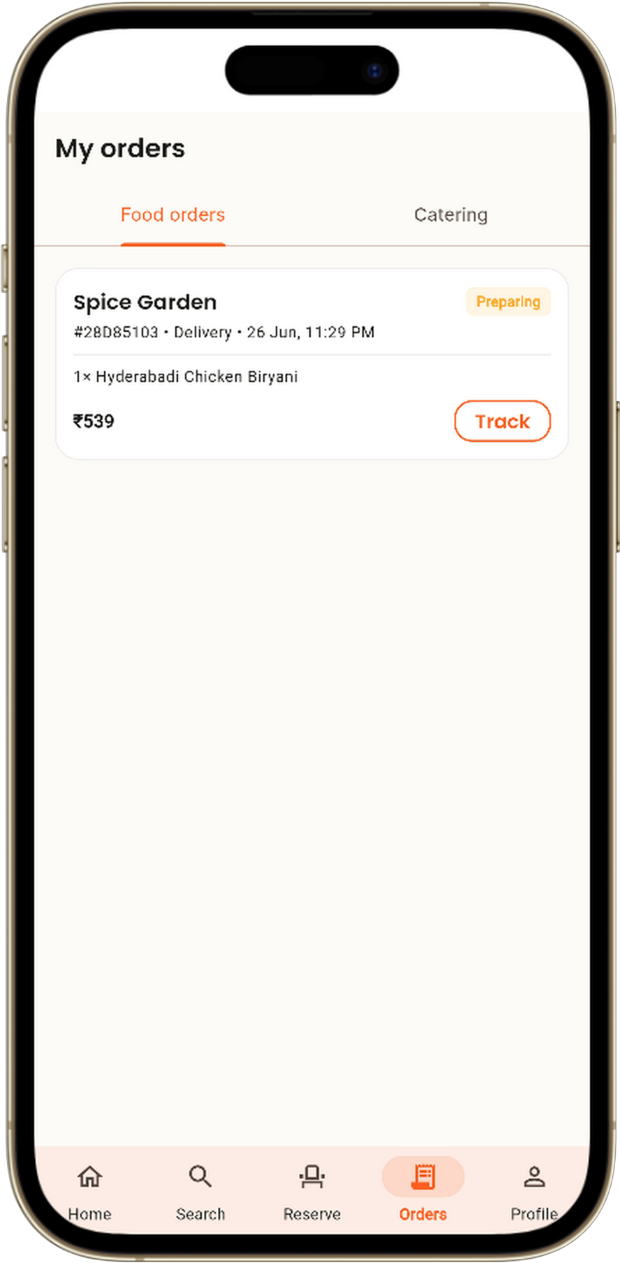 Savora my orders screen