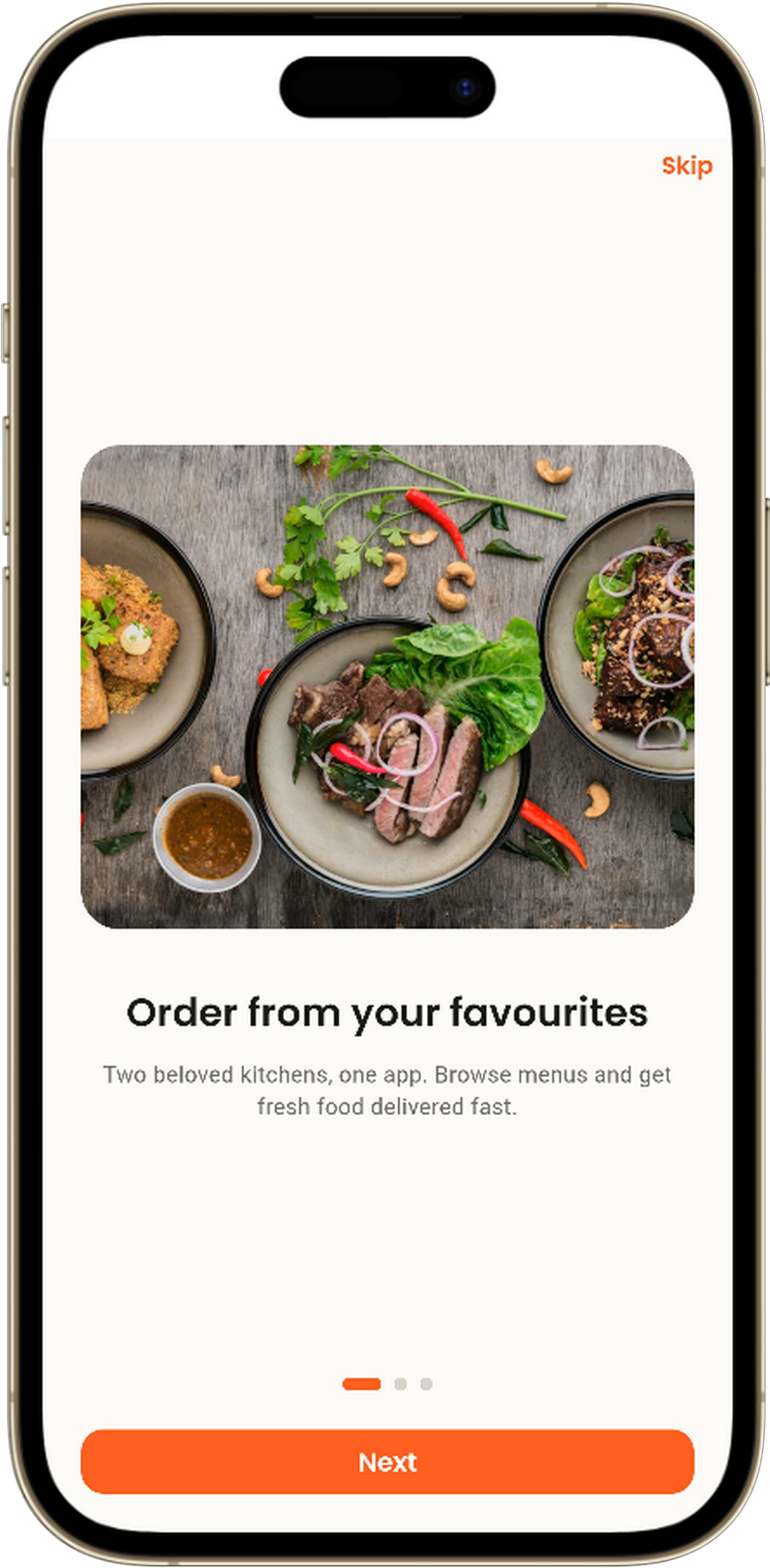 Savora onboarding screen